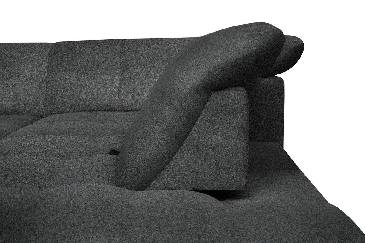 ECKSOFA Dunkelgrau Flachgewebe  - Dunkelgrau/Schwarz, Design, Textil/Metall (242/313cm) - Xora