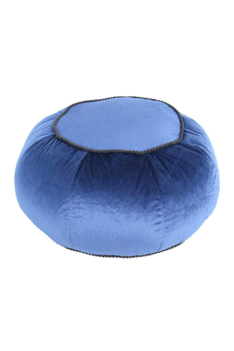POUF Samt 65/35/65 cm  - Blau, MODERN, Textil (65/35/65cm) - Kayoom