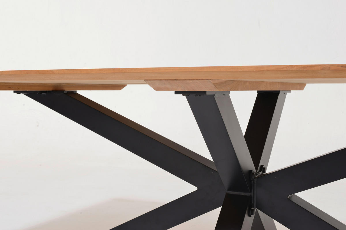 GARTENTISCH Metall Dunkelgrau, Teakfarben rechteckig  - Dunkelgrau/Teakfarben, Design, Holz/Metall (216/99/75cm) - Amatio