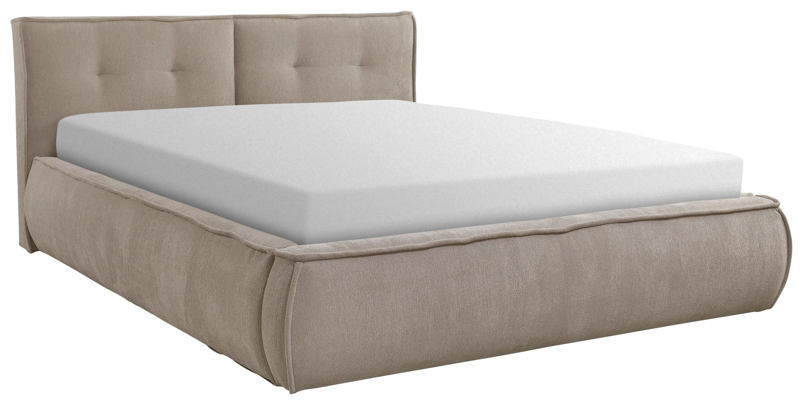 OBLAZINJENA POSTELJA 180 cm   x 200 cm  , les, tekstil, leseni material svetlo rjava  - svetlo rjava/črna, Trendi, kovina/tekstil (180/200cm) - Livetastic