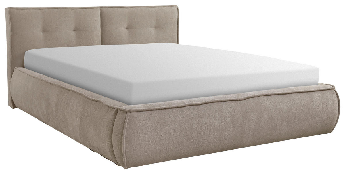 KÁRPITOZOTT ÁGY 180/200 cm  világosbarna  - bézs/natúr színű, Lifestyle, faalapú anyag/textil (180/200cm) - Livetastic