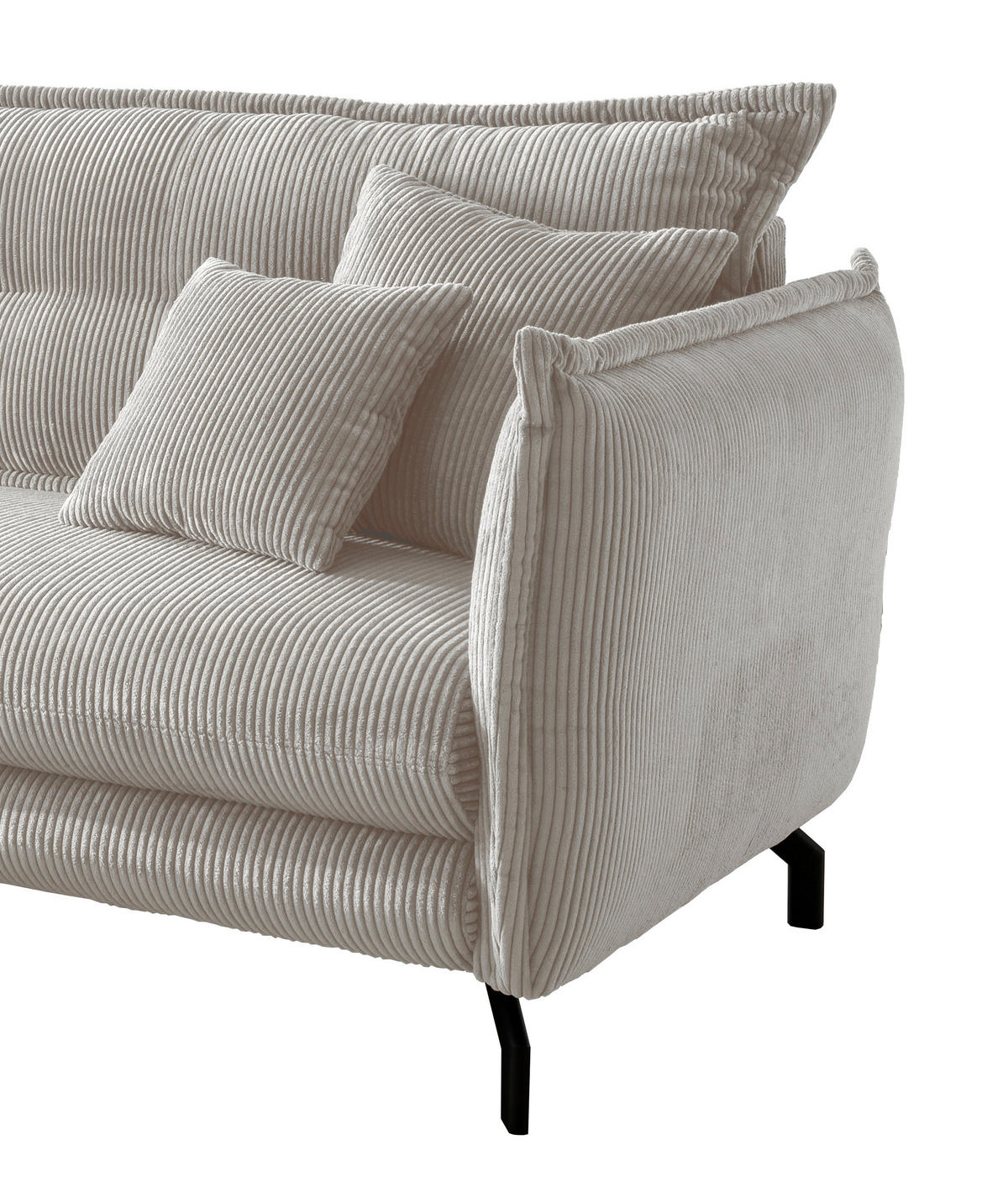 ECKSOFA in Cord Silberfarben  - Silberfarben/Schwarz, Modern, Textil/Metall (180/255cm) - Livetastic