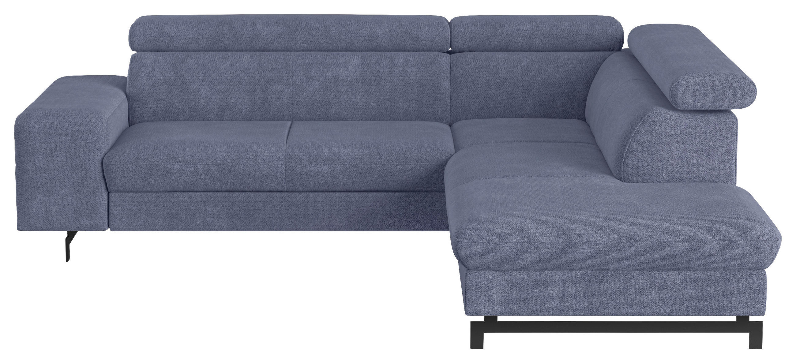 ECKSOFA in Chenille Blau  - Blau/Schwarz, Textil/Metall (262/215cm) - MID.YOU