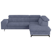 ECKSOFA Blau Chenille  - Blau/Schwarz, Textil/Metall (262/215cm) - MID.YOU