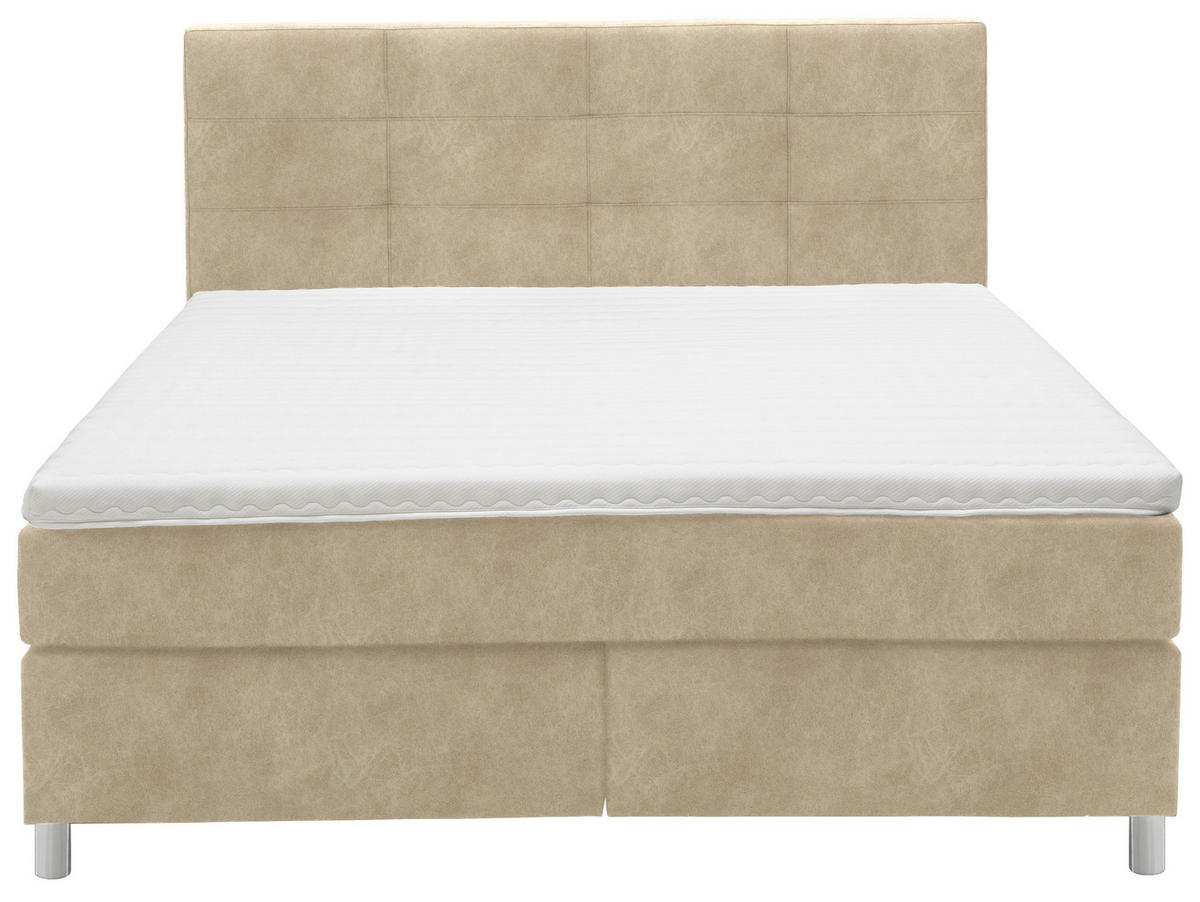BOXSPRINGBETT 160/200 cm  in Beige  - Chromfarben/Beige, Konventionell, Kunststoff/Textil (160/200cm) - Voleo