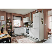 ECKKÜCHE 165/285 cm  in Grau, Weiß Hochglanz  - Edelstahlfarben/Weiß Hochglanz, Design, Holzwerkstoff/Metall (165/285cm) - Pino