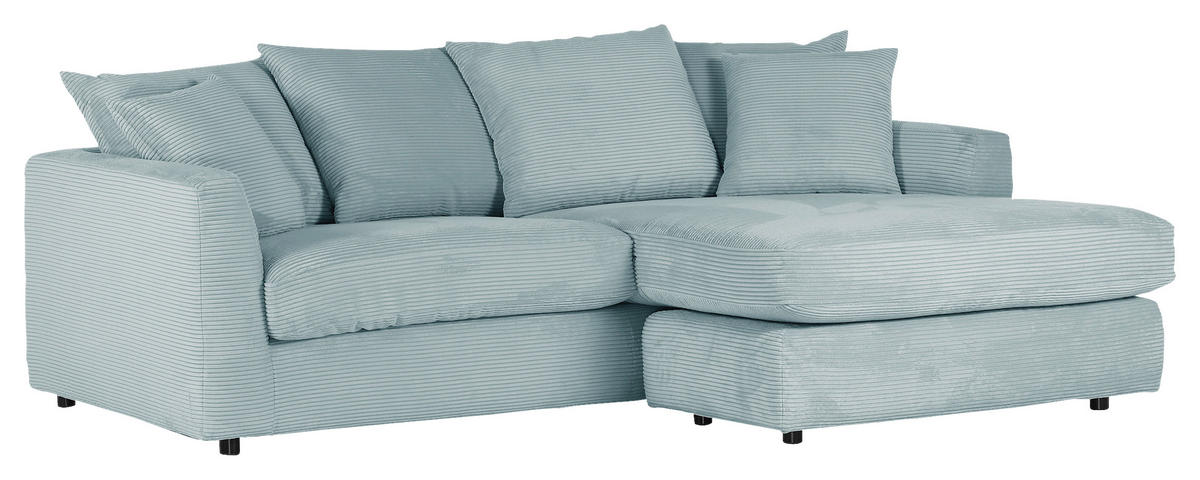 ECKSOFA in Cord Mintgrün  - Schwarz/Mintgrün, Design, Kunststoff/Textil (235/175cm) - home24