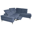 ECKSOFA Blau Webstoff  - Blau/Schwarz, KONVENTIONELL, Textil/Metall (288/225cm) - Carryhome