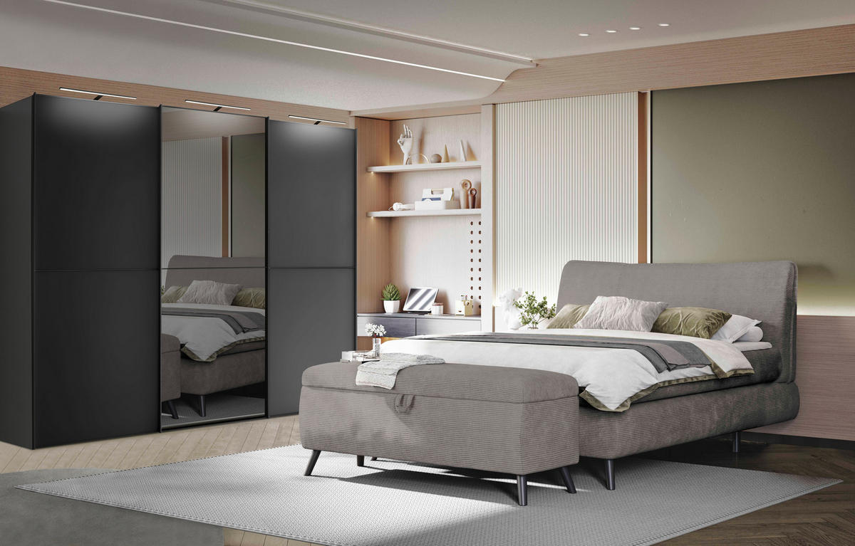 BOXSPRINGBETT 180/200 cm  in Grau  - Schwarz/Grau, Trend, Holz/Textil (180/200cm) - Esposa