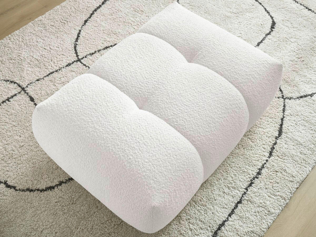 HOCKER FUJI  Bouclé Weiß  - Schwarz/Weiß, MODERN, Kunststoff/Textil (112/44/80cm)