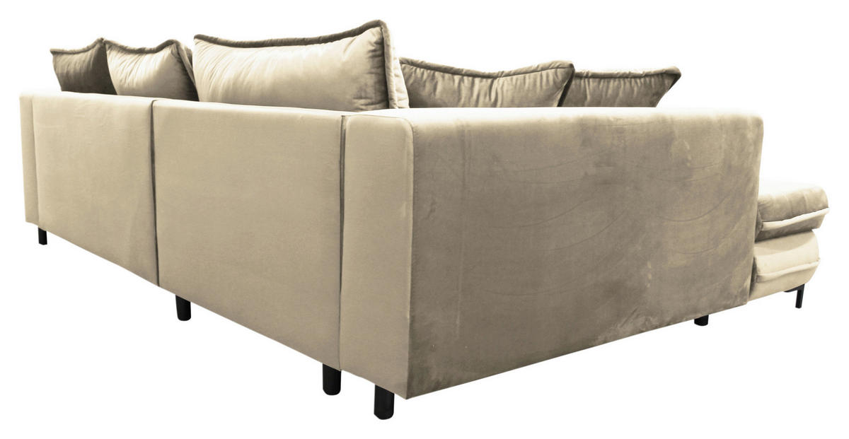 ECKSCHLAFSOFA Velours Beige  - Beige/Schwarz, Design, Textil/Metall (187/277cm) - Livetastic