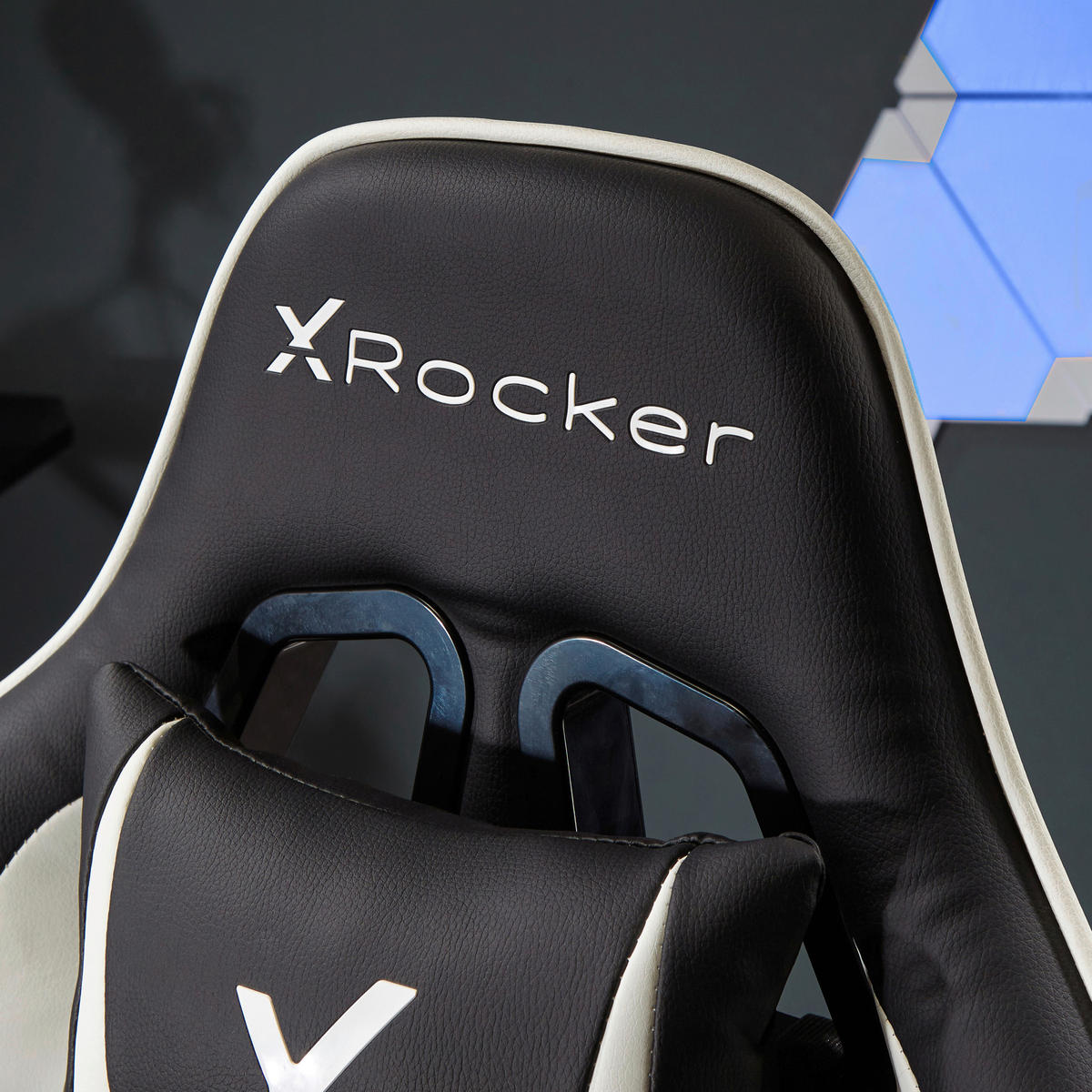 HERNÍ ŽIDLE, vzhled kůže, modrá, černá - bílá/modrá, Moderní, kov/textil (55/113/62,5cm) - X Rocker