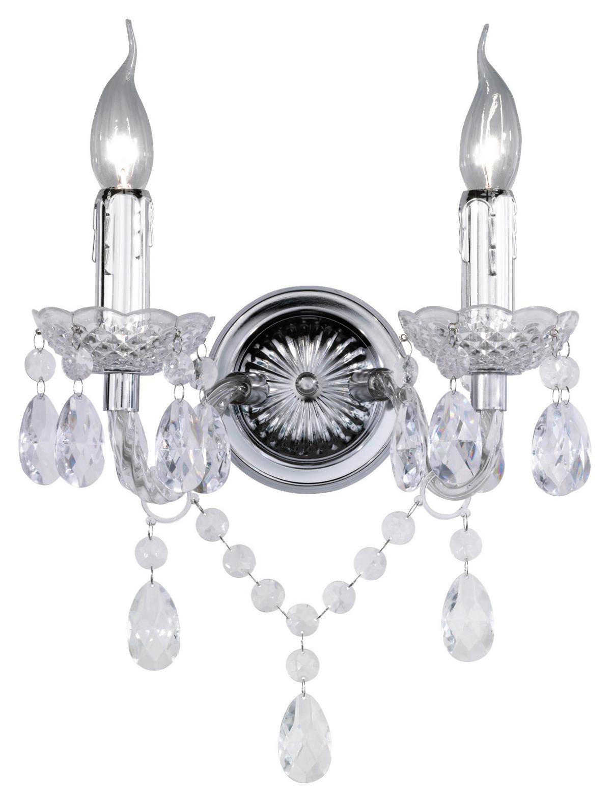 WANDLEUCHTE - Chromfarben/Transparent, Design, Kunststoff/Metall (26,5/34/18,5cm) - P & B