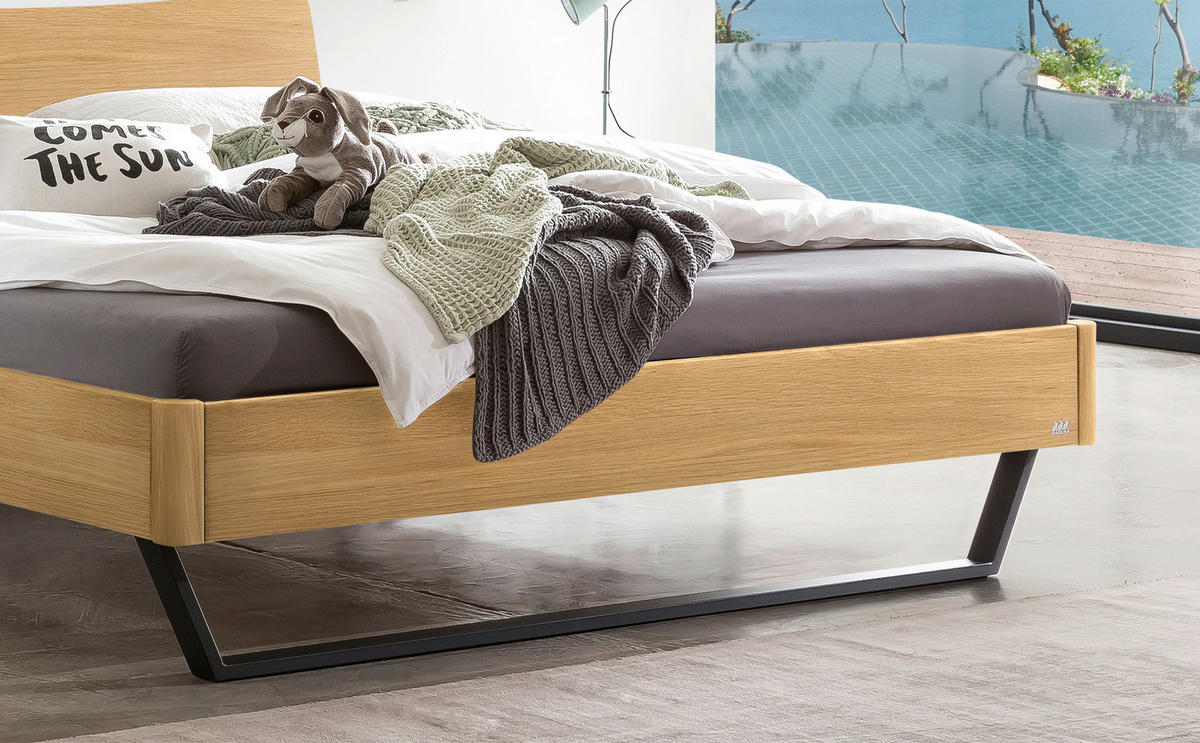 BETT 160/200 cm  in Anthrazit, Eichefarben  - Eichefarben/Anthrazit, Design, Holz/Metall (160/200cm) - Hasena