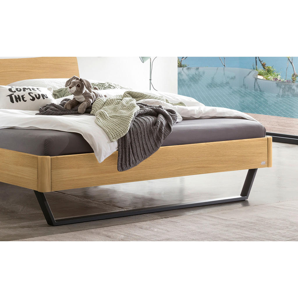 Thumbnail - Hasena Bett, Anthrazit, Eiche, Holz, Eiche, massiv, Höhe ca. 22 cm, 140x200 cm, in verschiedenen Holzarten erhältlich, G...