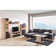 WOHNWAND  in Schwarz, Eiche Artisan  330/205/45 cm  - Schwarz/Eiche Artisan, Design, Glas/Holzwerkstoff (330/205/45cm) - Carryhome
