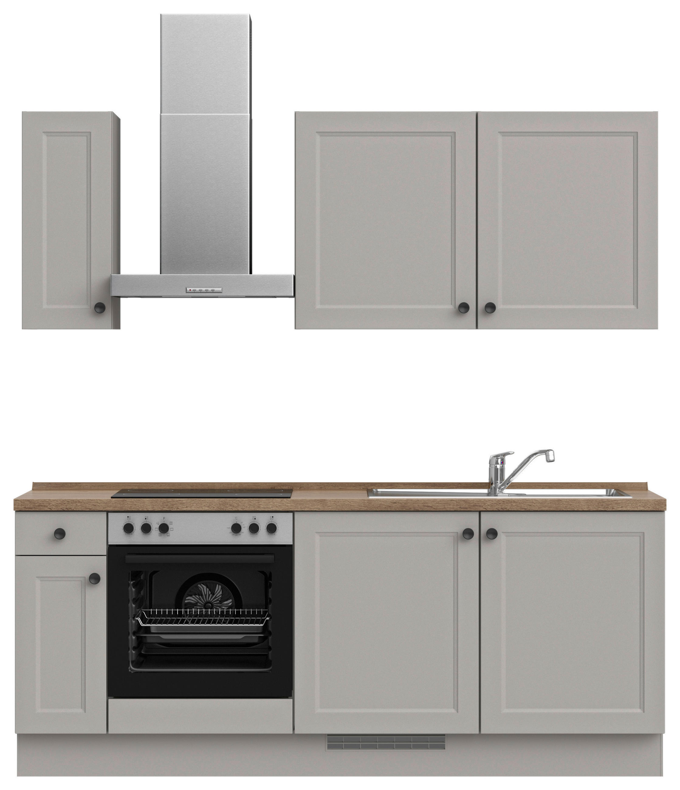 KÜCHENLEERBLOCK 210 cm   in Grau, Eiche dunkel  - Eiche dunkel/Schwarz, MODERN, Holzwerkstoff/Metall (210cm) - Nobilia