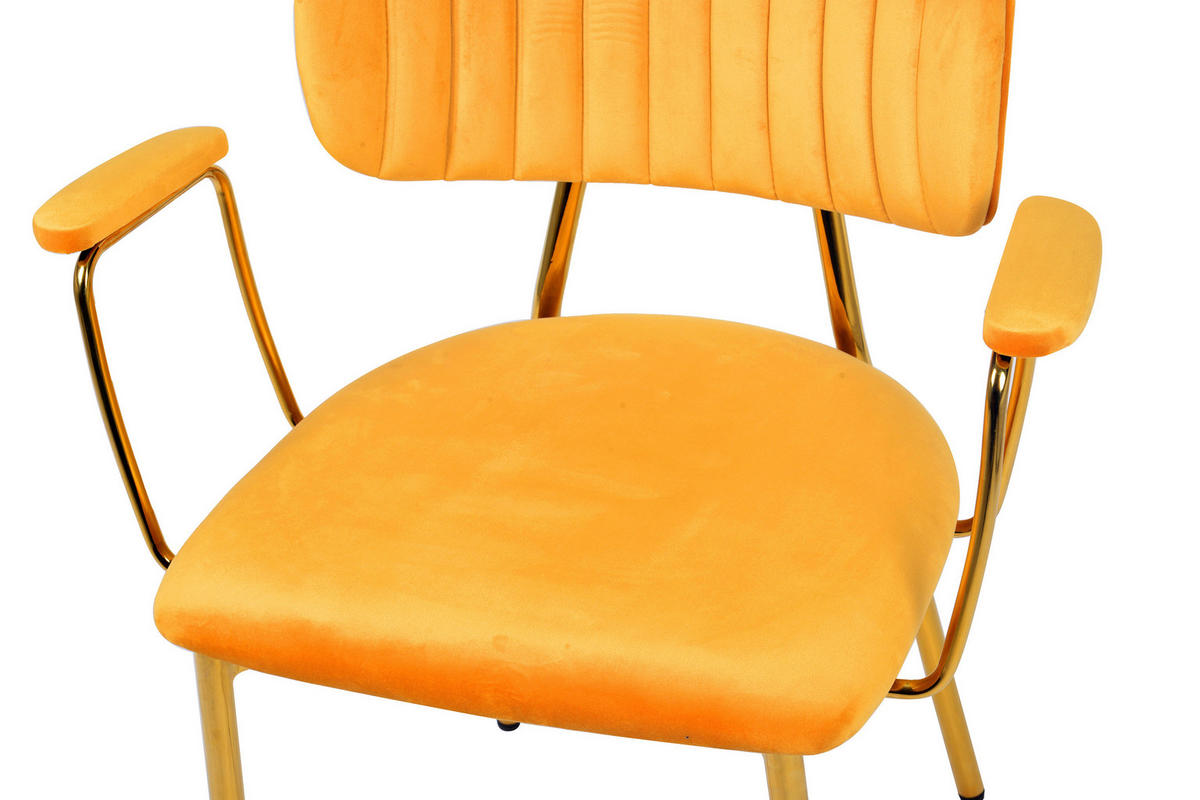 STUHL-SET 2 Stück  in Eisen  - Goldfarben/Orange, Design, Kunststoff/Metall (63/80/51cm) - Kayoom