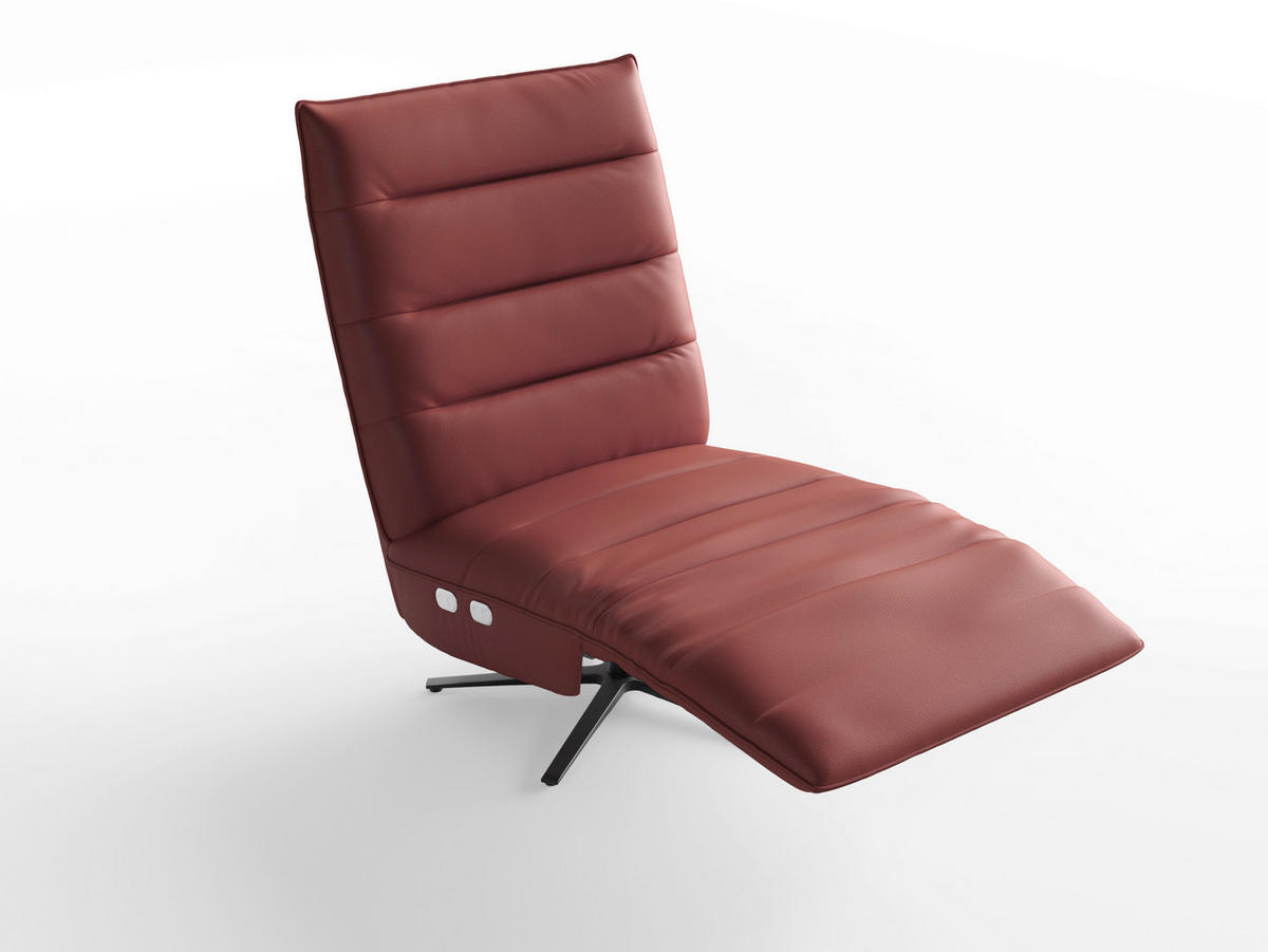 RELAXSESSEL Leder Rotbraun  - Rotbraun/Schwarz, Basics, Leder/Metall (80/109/98cm) - Sit & More