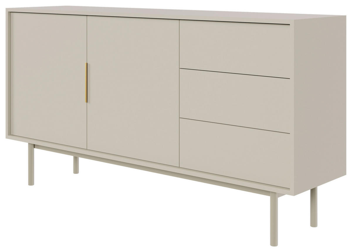 SIDEBOARD Viva  in 154/82/39 cm  - Kaschmir/Goldfarben, Design, Holzwerkstoff/Metall (154/82/39cm) - Xora