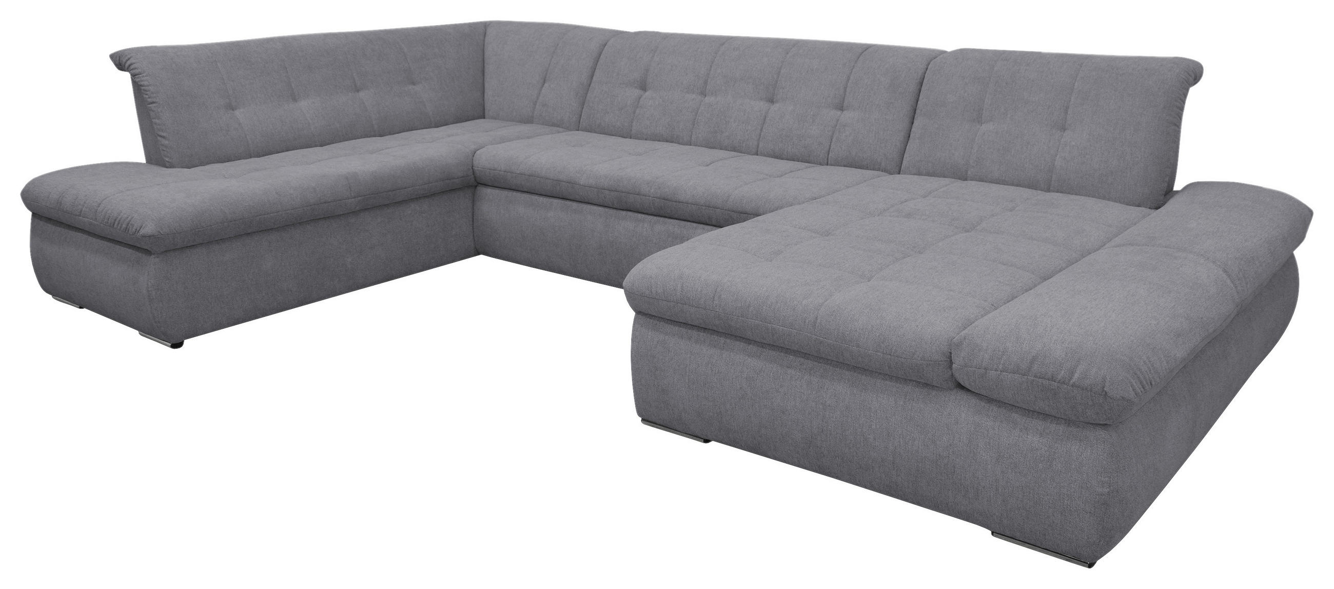 WOHNLANDSCHAFT Dunkelgrau Mikrofaser  - Chromfarben/Dunkelgrau, KONVENTIONELL, Textil/Metall (216/353/172cm) - MID.YOU