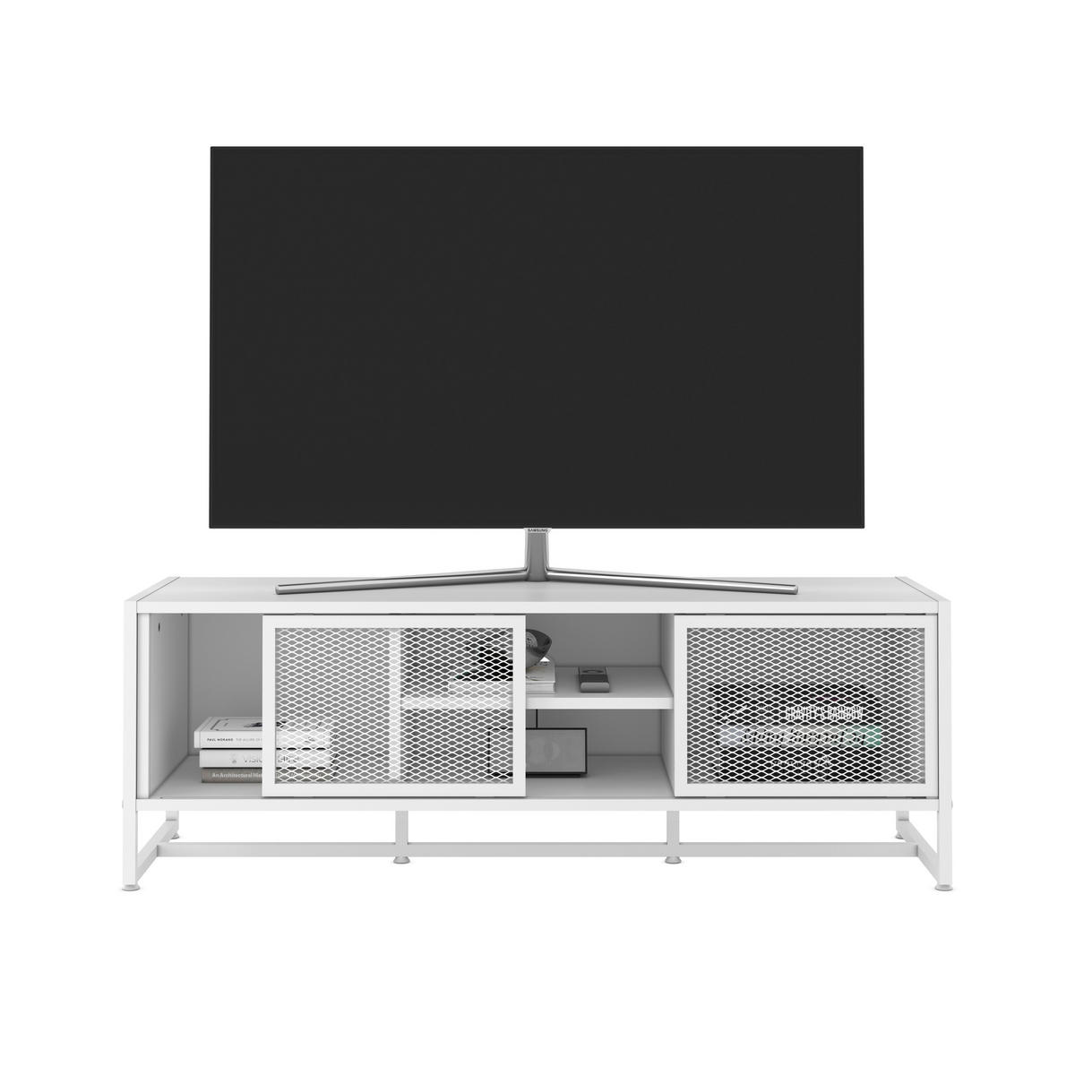 NÍZKÁ KOMODA, bílá, 132/46/41 cm - bílá/černá, Moderní, kov/kompozitní dřevo (132/46/41cm) - P & B