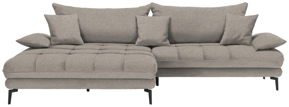 ECKSOFA PRATO Hellbraun Webstoff  - Hellbraun/Schwarz, MODERN, Textil/Metall (176/292cm) - MID.YOU