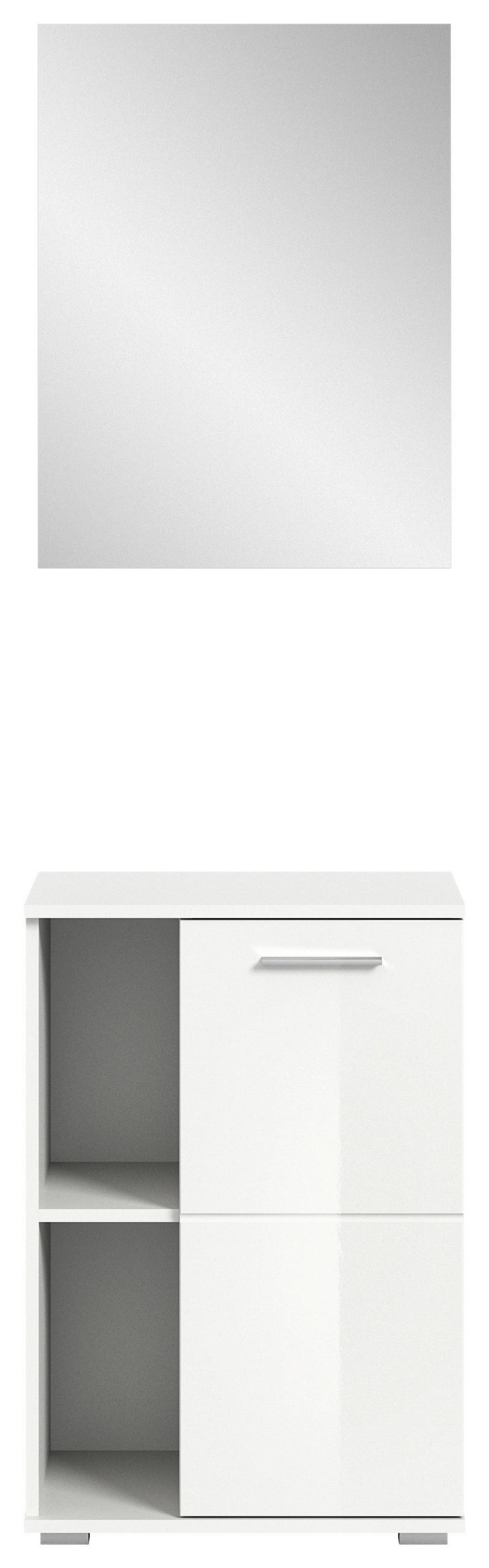 GARDEROBE 2-teilig  in 55/191/37 cm  - Weiß Hochglanz, Design, Glas/Holzwerkstoff (55/191/37cm) - Xora