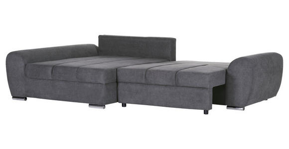 ECKSOFA Dunkelgrau Flachgewebe  - Chromfarben/Dunkelgrau, KONVENTIONELL, Textil/Metall (175/270cm) - Carryhome