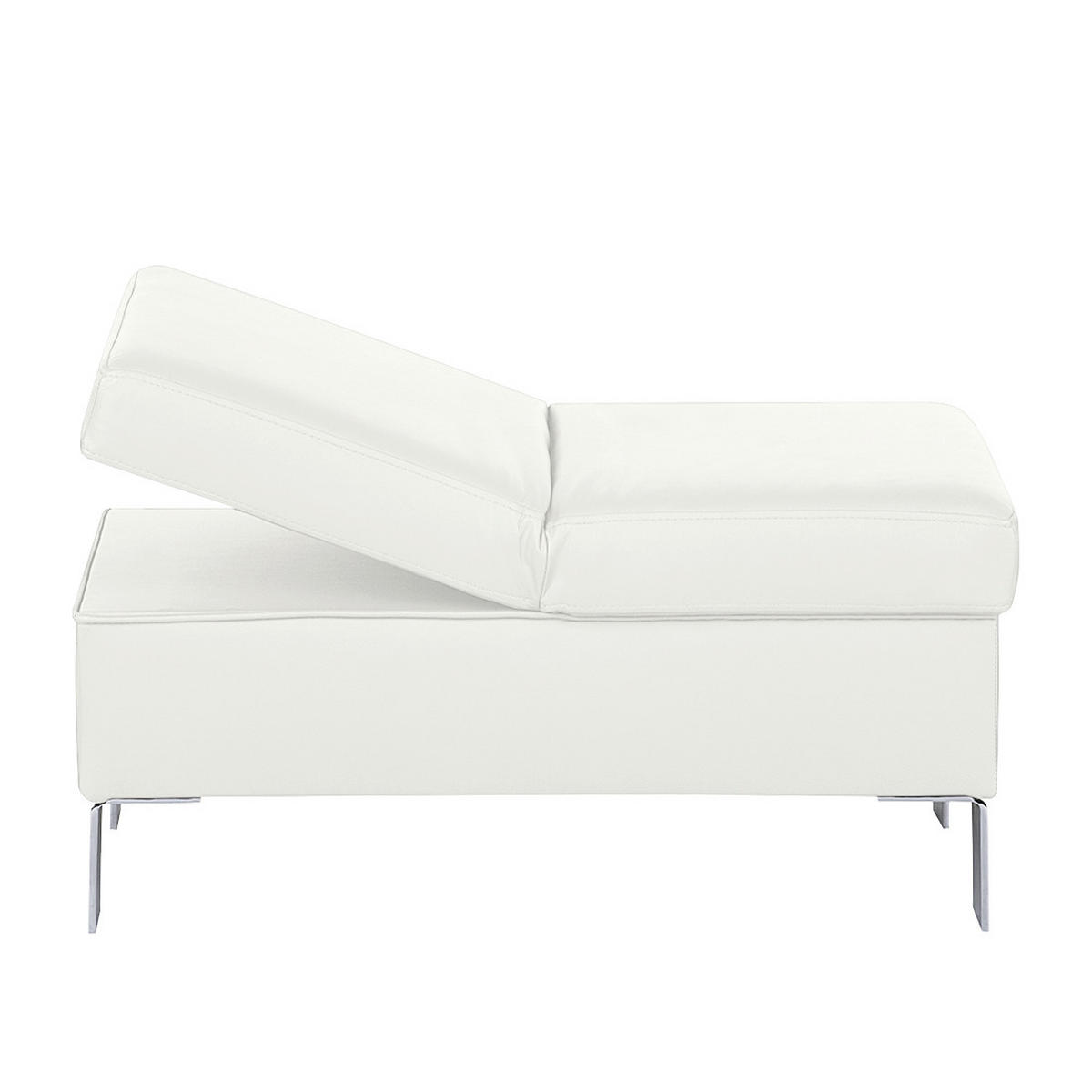 HOCKER in Leder Weiß  - Chromfarben/Weiß, Design, Leder/Metall (91/44/57cm) - Livetastic