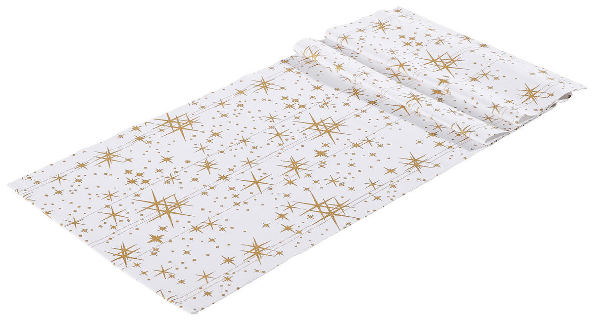 TRAVERSĂ DE MASĂ 40/150 cm   - alb/auriu, Design, textil (40/150cm) - X-Mas