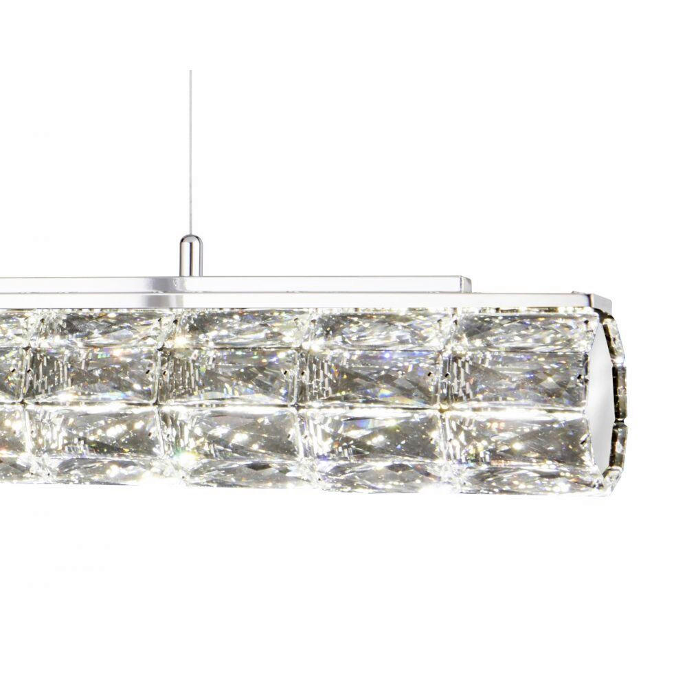 KRISTALL-HÄNGELEUCHTE 91/11/150 cm   - Chromfarben, Design, Glas/Metall (91/11/150cm)