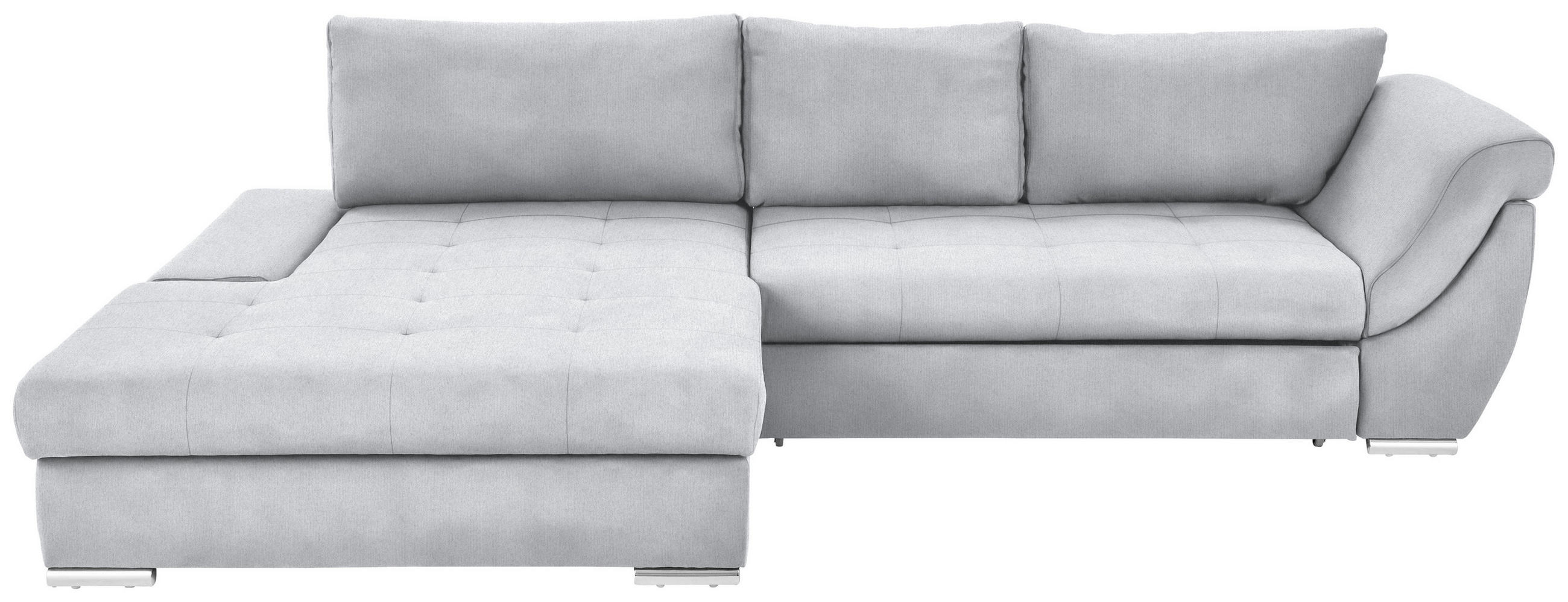 ECKSOFA in Flachgewebe Silberfarben  - Silberfarben, Design, Textil/Metall (174/306cm) - MID.YOU