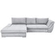 ECKSOFA in Flachgewebe Silberfarben  - Silberfarben, Design, Textil/Metall (174/306cm) - Carryhome