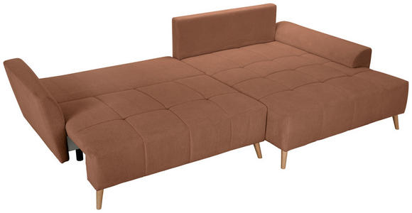 ECKSOFA in Webstoff Dunkelorange  - Buchefarben/Dunkelorange, KONVENTIONELL, Holz/Textil (294/169cm) - Carryhome