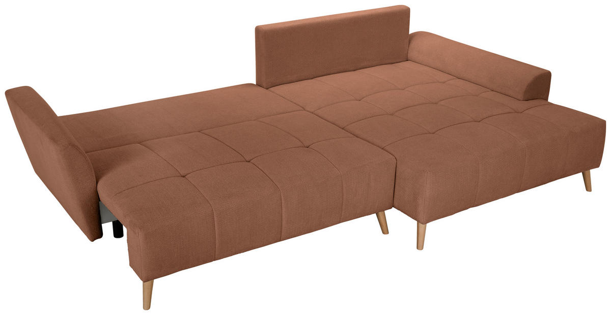 ECKSOFA in Webstoff Dunkelorange  - Buchefarben/Dunkelorange, KONVENTIONELL, Holz/Textil (294/169cm) - Carryhome