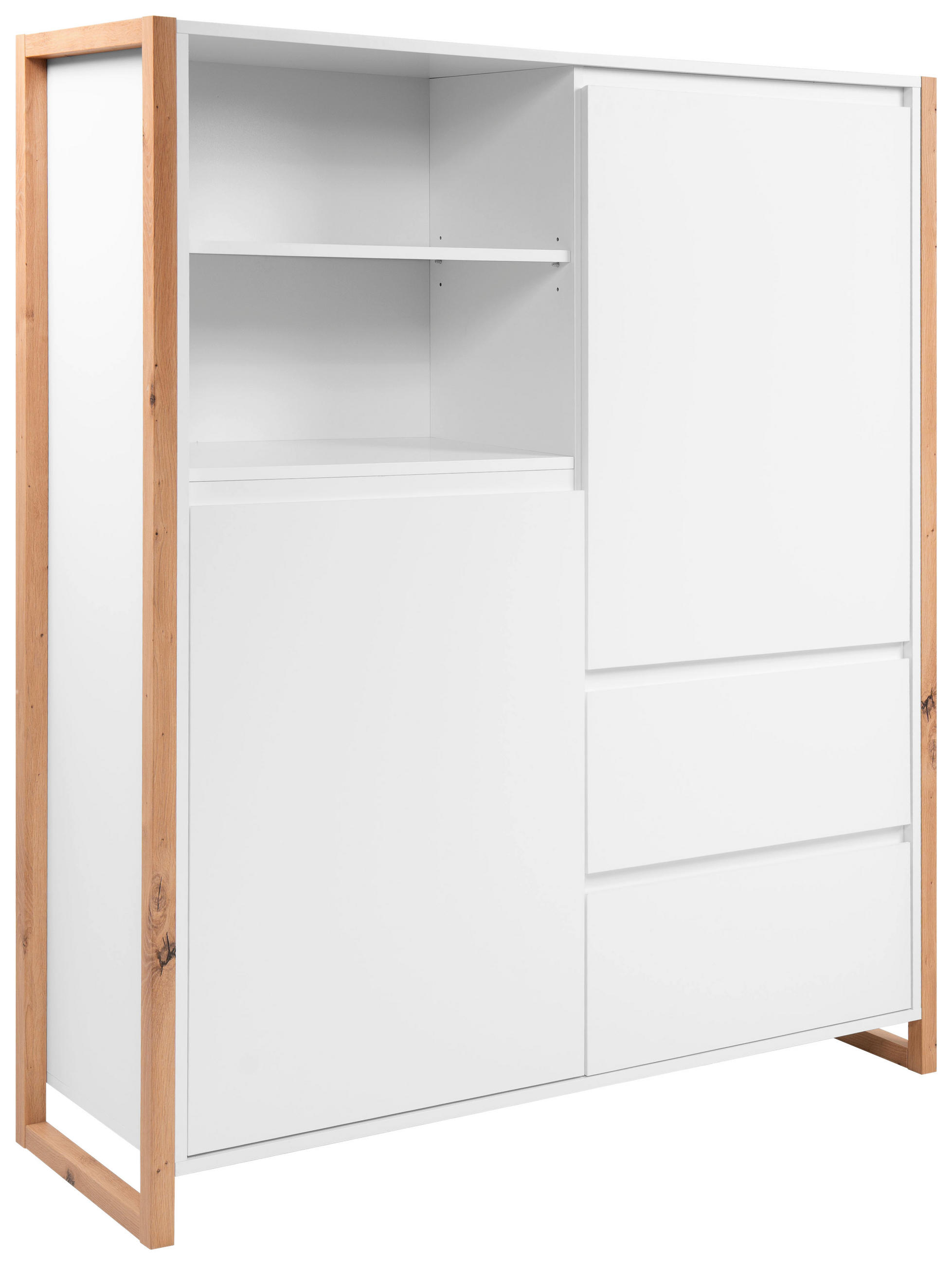 MID.YOU VYSOKÁ KOMODA, bílá, dub artisan, 120/139/40 cm