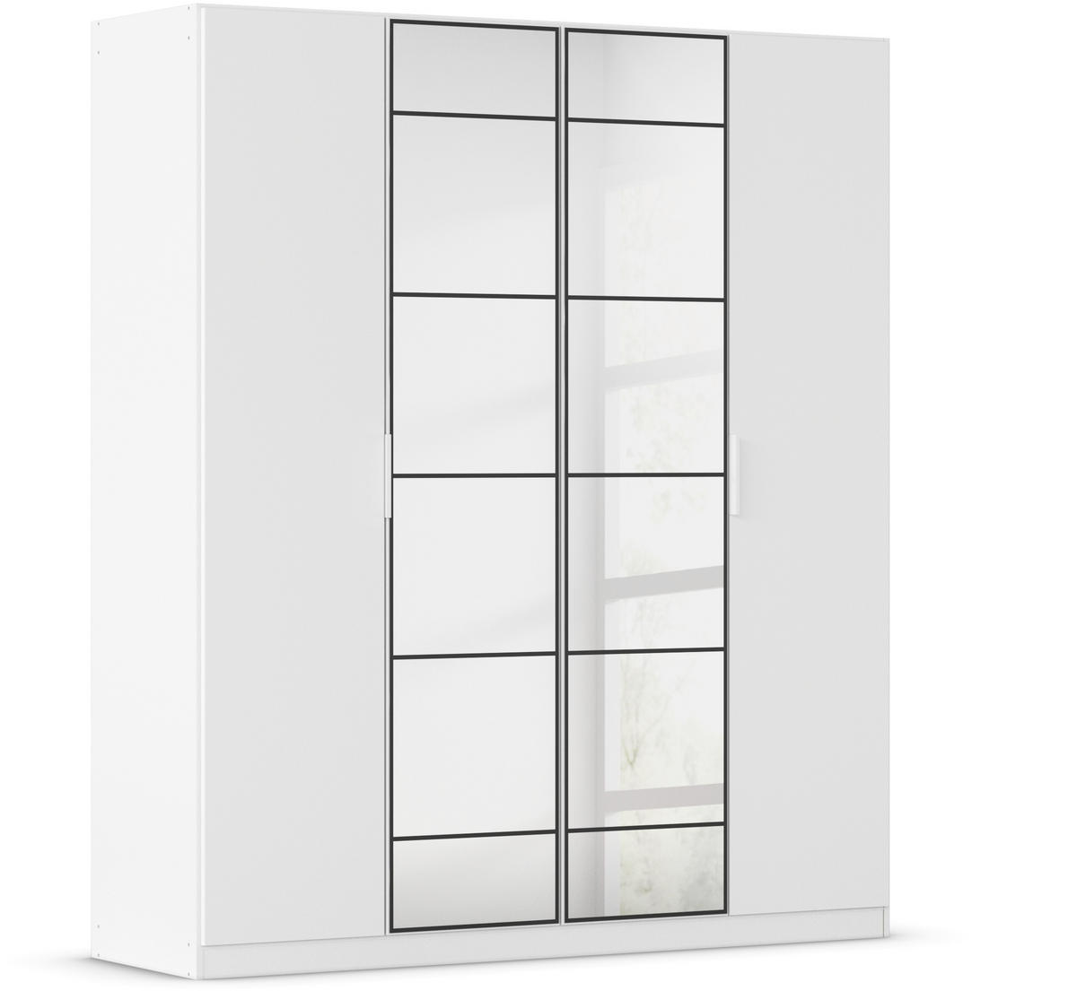 DREHTÜRENSCHRANK in Weiss, Schwarz  - Weiss/Schwarz, Design, Glas/Holzwerkstoff (181/210/54cm) - Boxxx