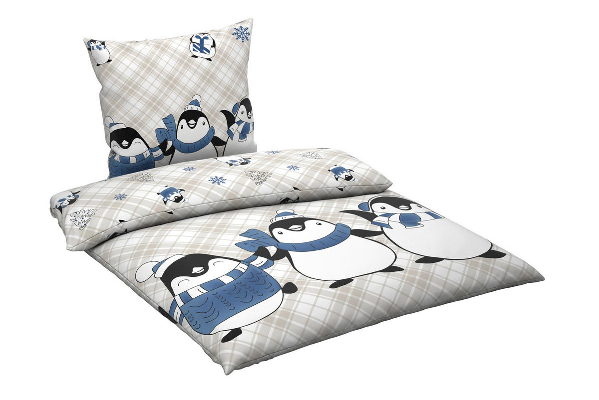 BETTWÄSCHE Flanell 155/220 cm  - Dunkelblau/Grau, Textil (155/220cm) - Esposa