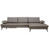 ECKSOFA in Echtleder Graubraun  - Graubraun/Schwarz, Design, Leder/Metall (325/157cm) - Dieter Knoll