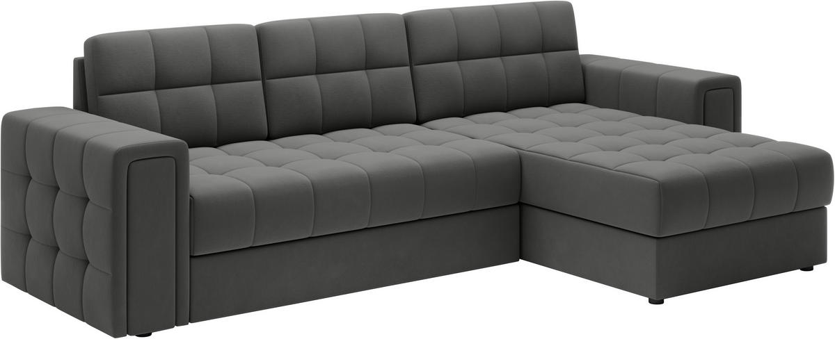 ECKSOFA Plüsch Dunkelgrau  - Dunkelgrau, Design, Kunststoff/Textil (260/150cm) - MID.YOU