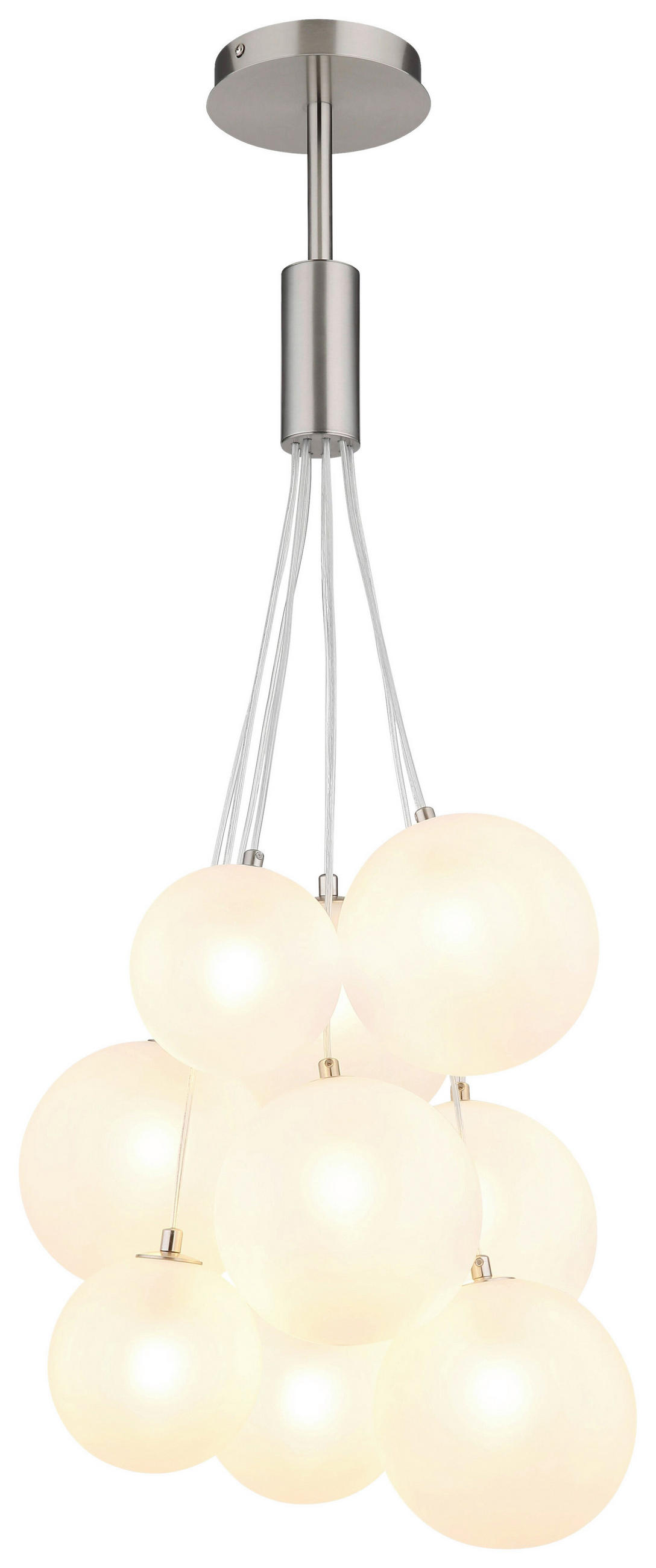 HÄNGELEUCHTE 45/90 cm   - Nickelfarben, Design, Glas/Kunststoff (45/90cm) - Collet's Monde