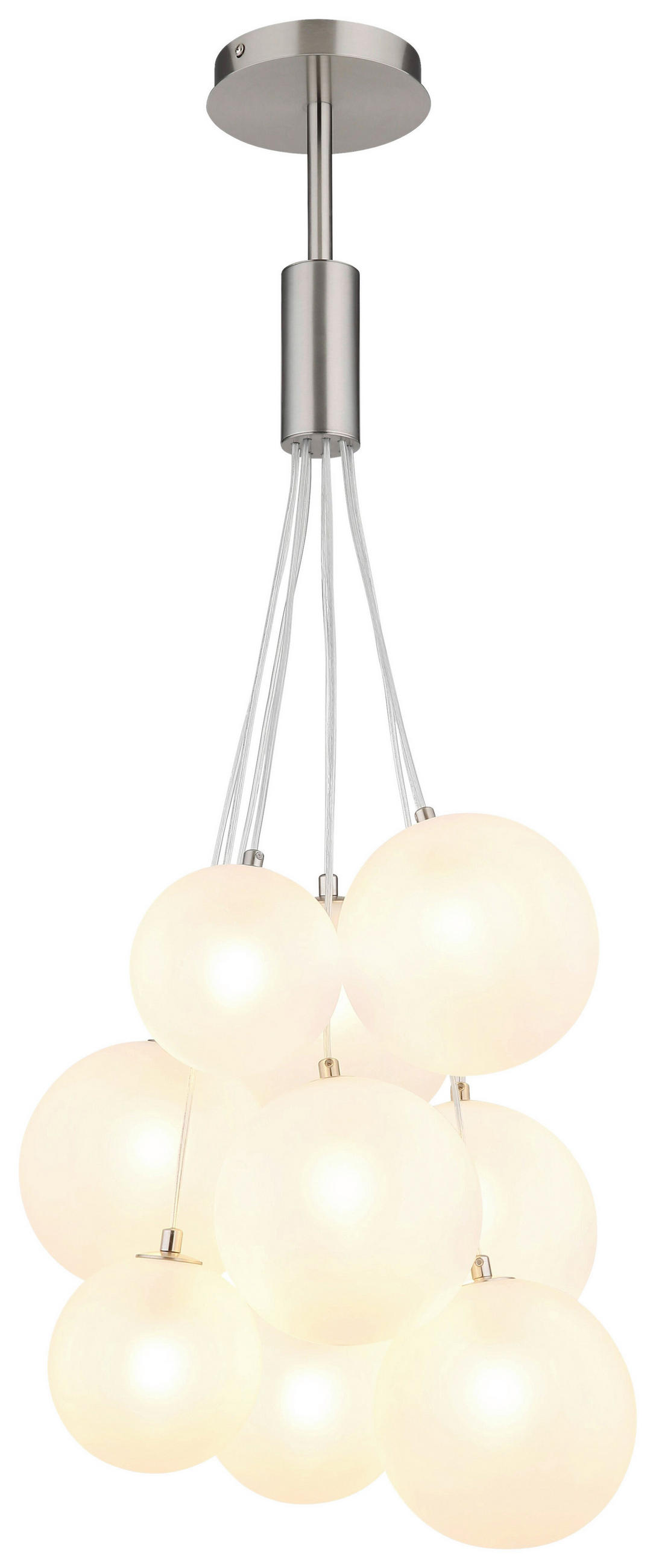 HÄNGELEUCHTE 45/90 cm    - Nickelfarben, Design, Glas/Kunststoff (45/90cm) - Collet's Monde