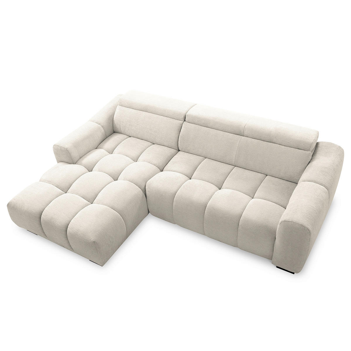 ECKSOFA  Webstoff Weiss  - Weiss/Schwarz, Design, Kunststoff/Textil (177/274cm) - Livetastic