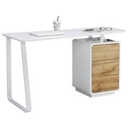 PISALNA MIZA kovina, leseni material bela, hrast - hrast/bela, Design, kovina/leseni material (140/76/60cm) - Xora