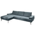 ECKSOFA in Echtleder Grau  - Schwarz/Grau, Design, Leder/Metall (180/310cm) - Dieter Knoll