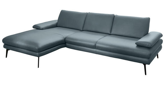 ECKSOFA in Echtleder Grau  - Schwarz/Grau, Design, Leder/Metall (180/310cm) - Dieter Knoll