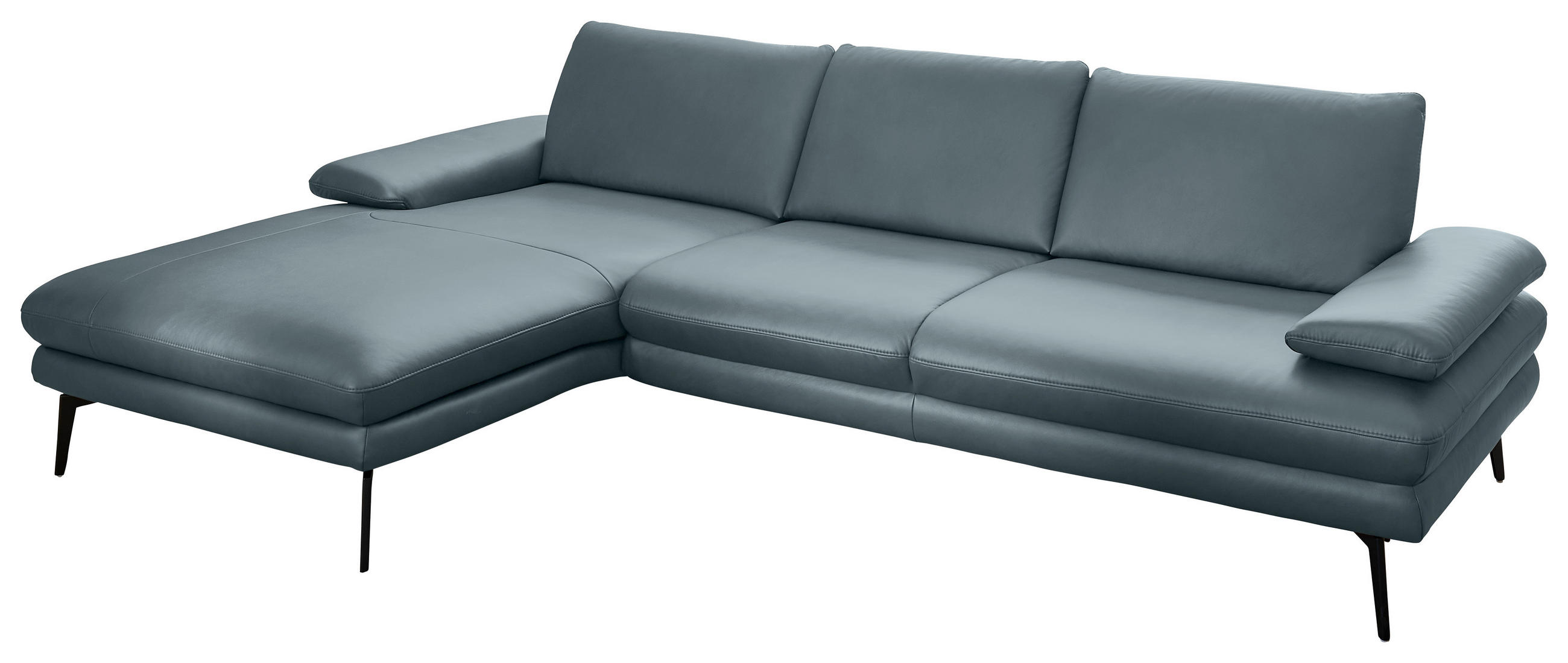 ECKSOFA in Echtleder Grau  - Schwarz/Grau, Design, Leder/Metall (180/310cm) - Dieter Knoll