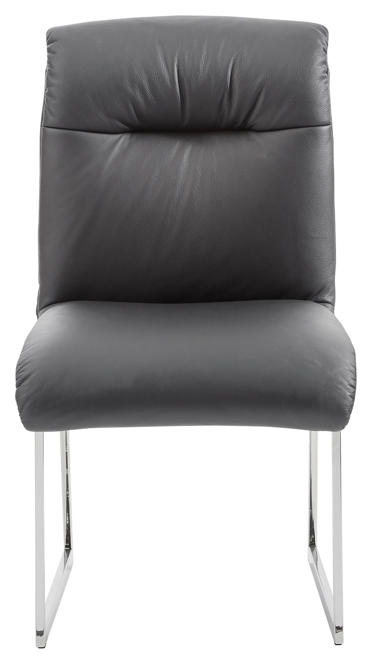 STUHL  in Edelstahl Echtleder pigmentiert Metall, Leder  - Edelstahlfarben/Schwarz, Design, Leder/Metall (52/90/68cm) - Joop!