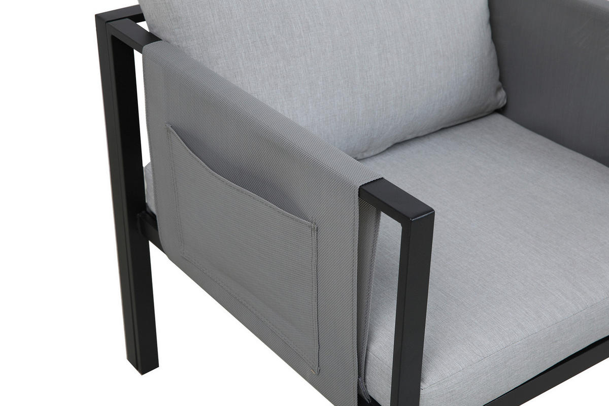 GARTENSET 4-teilig  - Schwarz/Grau, Design, Glas/Kunststoff - Livetastic